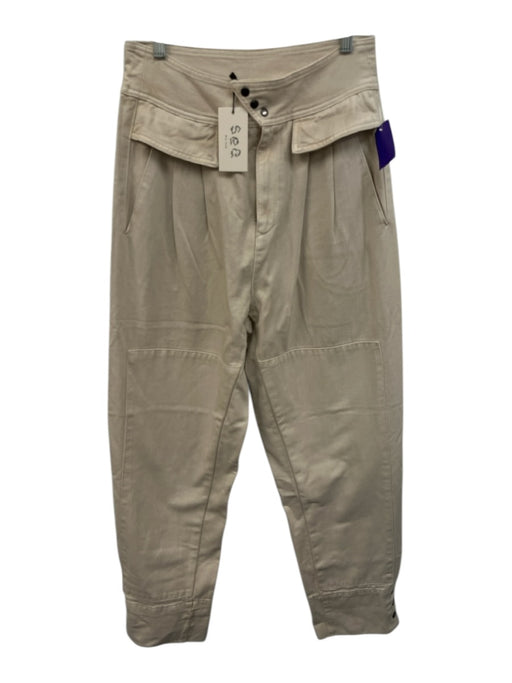 Sea New York Size 8 Cream White Cotton Denim Front Pleat High Waist Pants Cream White / 8