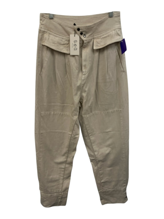 Sea New York Size 8 Cream White Cotton Denim Front Pleat High Waist Pants Cream White / 8