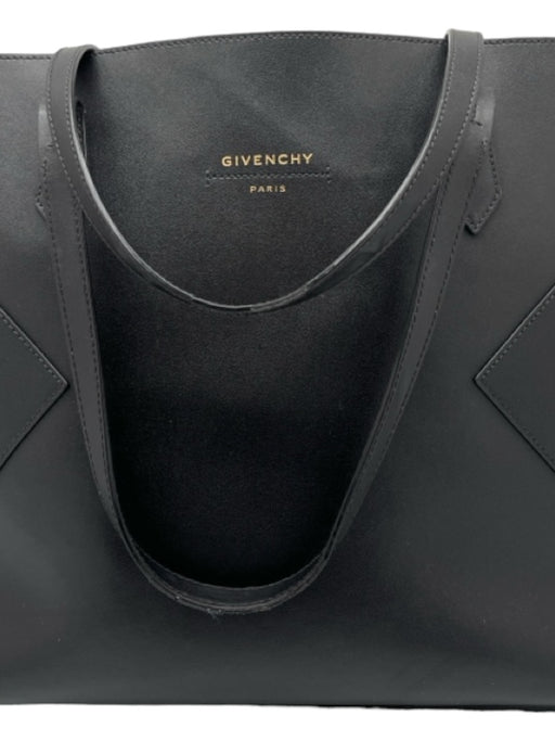 Givenchy Black Leather Shoulder Bag Tote Panel Detail Bag Black / L