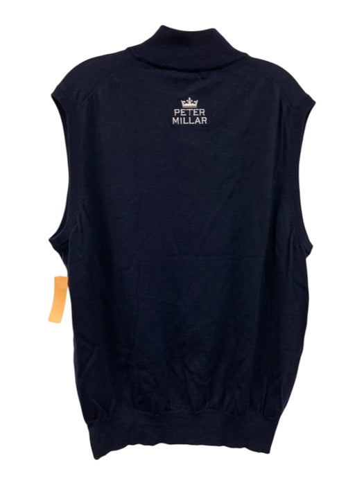 Peter Millar Size XXL Navy Blue Wool Solid Quarter Zip Men's Vest Navy Blue / XXL