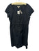 Eileen Fisher Size Medium Black Cotton Short Sleeve Elastic Waist Dress Black / Medium
