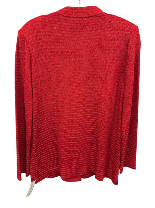 Misook Size M Red Acrylic Blend Knit Checked Gold button Patch Pocket Jacket Red / M