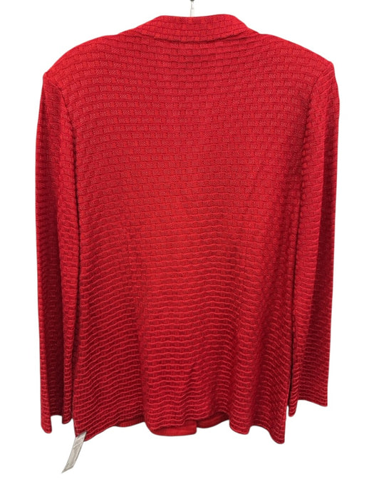 Misook Size M Red Acrylic Blend Knit Checked Gold button Patch Pocket Jacket Red / M