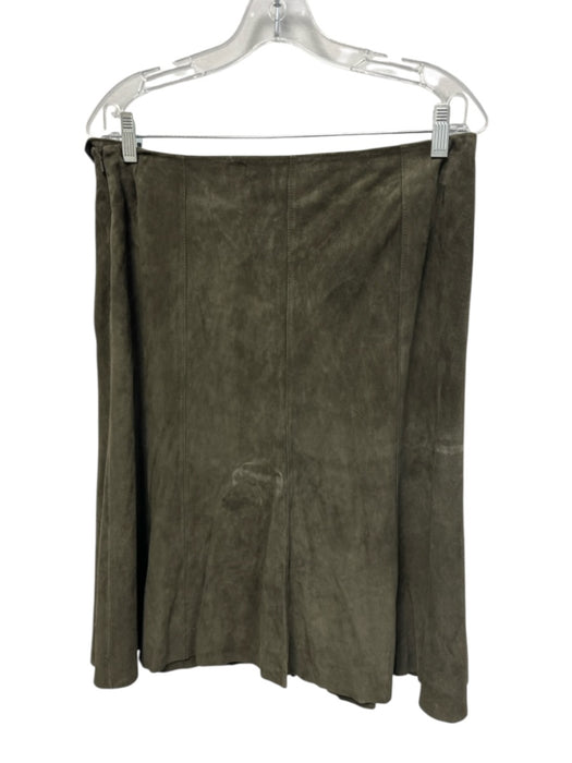 Eileen Fisher Size Medium Olive Green Suede Jacket Paneled Paneled Skirt Set Olive Green / Medium