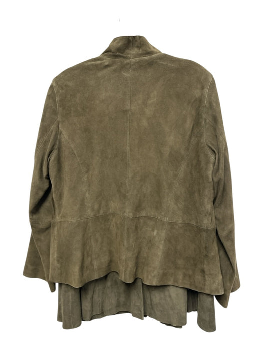 Eileen Fisher Size Medium Olive Green Suede Jacket Paneled Paneled Skirt Set Olive Green / Medium