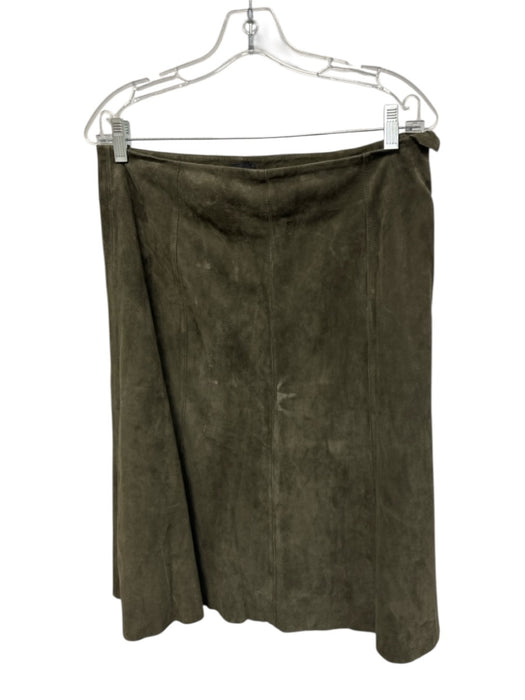 Eileen Fisher Size Medium Olive Green Suede Jacket Paneled Paneled Skirt Set Olive Green / Medium