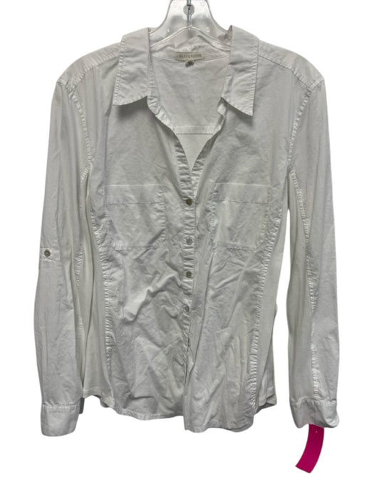 Eileen Fisher Size M White Cotton Button Up Button Front Patch Pocket Top White / M