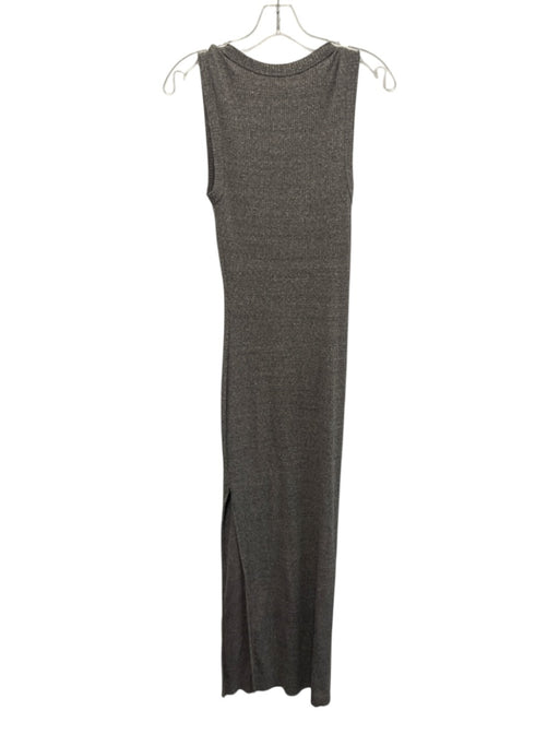 Enza Costa Size S Grey Cotton Blend Sleeveless Ribbed Leg Slit Heathered Dress Grey / S