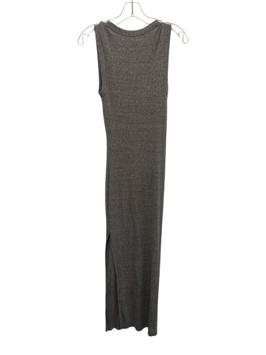 Enza Costa Size S Grey Cotton Blend Sleeveless Ribbed Leg Slit Heathered Dress Grey / S