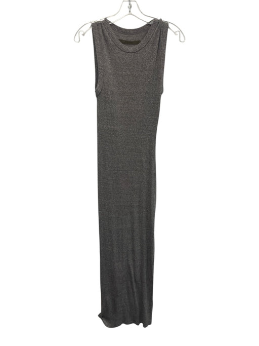 Enza Costa Size S Grey Cotton Blend Sleeveless Ribbed Leg Slit Heathered Dress Grey / S