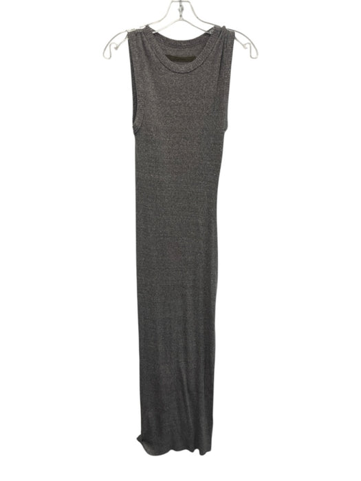 Enza Costa Size S Grey Cotton Blend Sleeveless Ribbed Leg Slit Heathered Dress Grey / S
