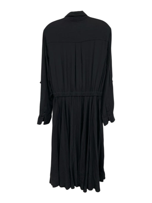 Equipment Femme Size 6 Charcoal Black Viscose Long Sleeve Button Front Dress Charcoal Black / 6