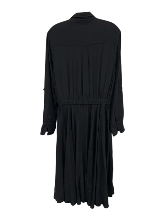 Equipment Femme Size 6 Charcoal Black Viscose Long Sleeve Button Front Dress Charcoal Black / 6