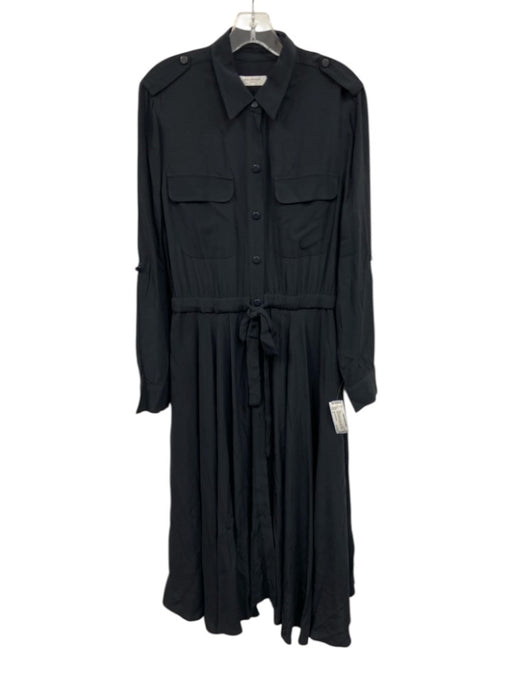 Equipment Femme Size 6 Charcoal Black Viscose Long Sleeve Button Front Dress Charcoal Black / 6