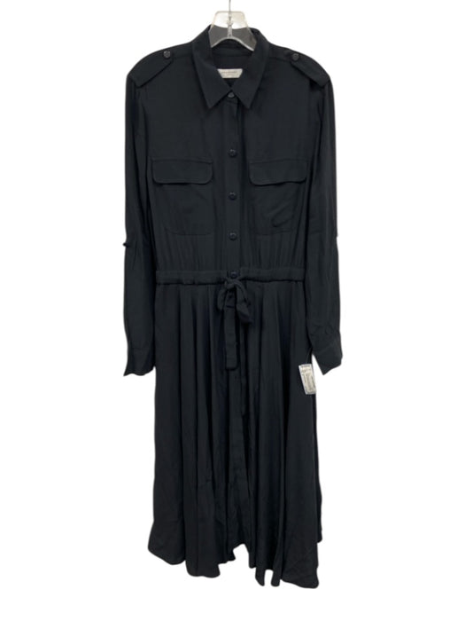 Equipment Femme Size 6 Charcoal Black Viscose Long Sleeve Button Front Dress Charcoal Black / 6