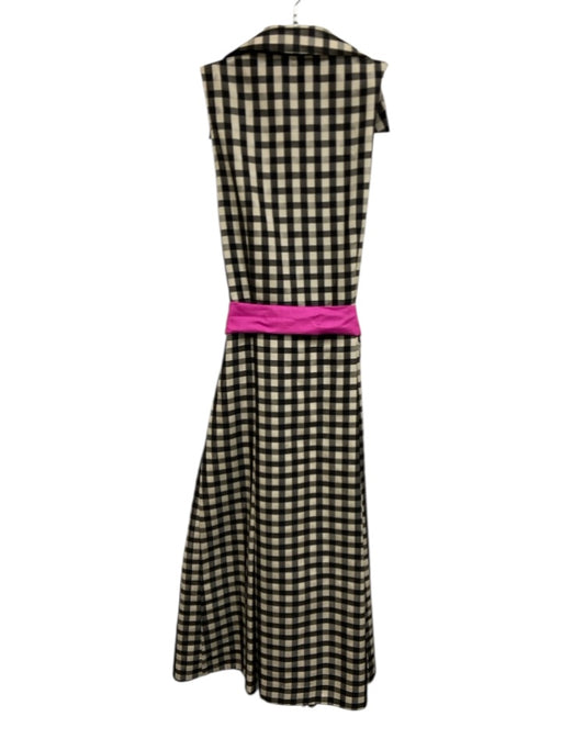 Eliza J Size 8 Cream White, Black & Hot Pink No Fabric Tag Gingham Dress Cream White, Black & Hot Pink / 8