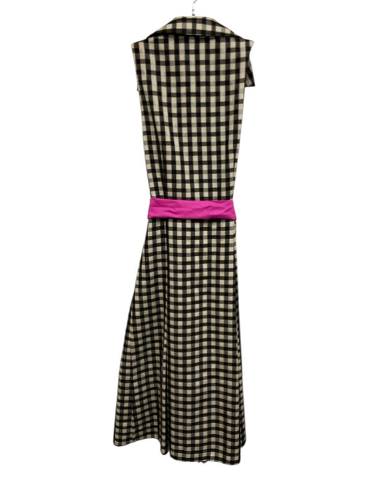 Eliza J Size 8 Cream White, Black & Hot Pink No Fabric Tag Gingham Dress Cream White, Black & Hot Pink / 8