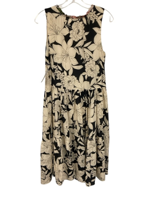 Jade Johnny Was Size L Cream White, Black & Multi Silk Floral Sleeveless Dress Cream White, Black & Multi / L