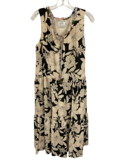 Jade Johnny Was Size L Cream White, Black & Multi Silk Floral Sleeveless Dress Cream White, Black & Multi / L