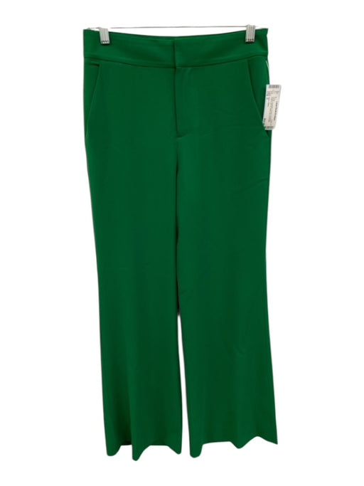 Alice + Olivia Size 0 Green Polyester Trouser Pocketed Hook & Zip Fly Pants Green / 0