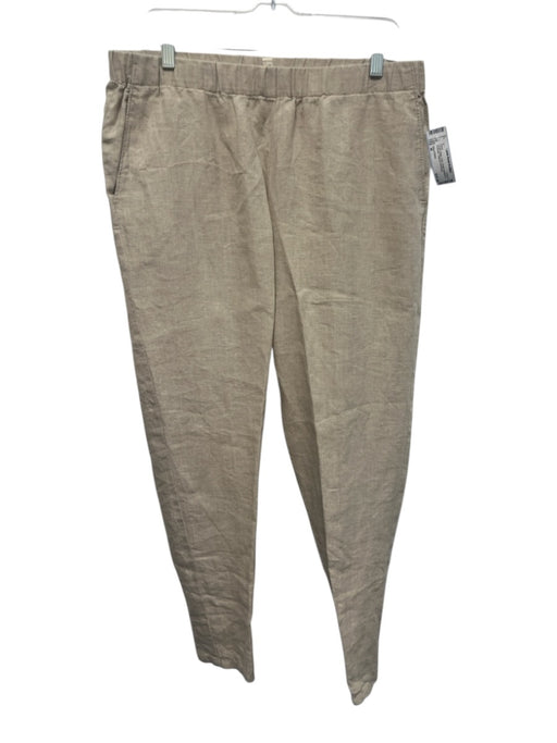 Eileen Fisher Size M Cream Beige Linen Elastic Waistband Pocketed Tapered Pants Cream Beige / M