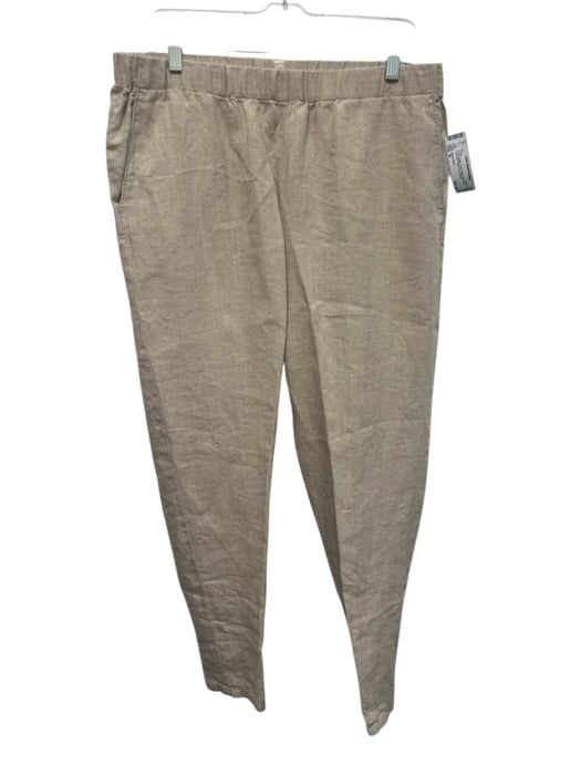 Eileen Fisher Size M Cream Beige Linen Elastic Waistband Pocketed Tapered Pants Cream Beige / M