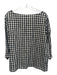 Eileen Fisher Size S White & Black Linen Gingham 3/4 Sleeve Boat Neck Top White & Black / S