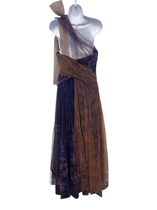 Marchesa Notte Size 8 Purple Multi Nylon Mesh Overlay Halter Sleeveless Gown Purple Multi / 8