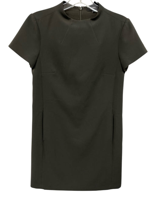 Theory Size 00 Dark Green Cap Sleeve Zip Back Pockets High Neck Dress Dark Green / 00