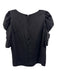 Alice + Olivia Size XS Black Silk Blend Zip Back Puff Sleeve 1/2 Arm Top Black / XS