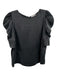 Alice + Olivia Size XS Black Silk Blend Zip Back Puff Sleeve 1/2 Arm Top Black / XS