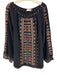 Tory Burch Size 10 Black Multi Silk Embroidered Off Shoulder Top Black Multi / 10