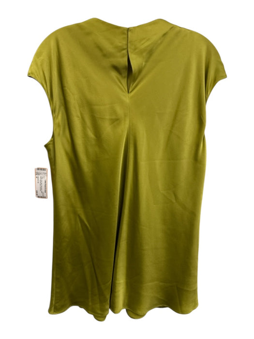 Lafayette 148 Size M Green Silk Satin Sleeveless Wide Neck Keyhole Back Top Green / M