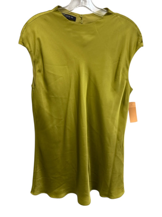 Lafayette 148 Size M Green Silk Satin Sleeveless Wide Neck Keyhole Back Top Green / M