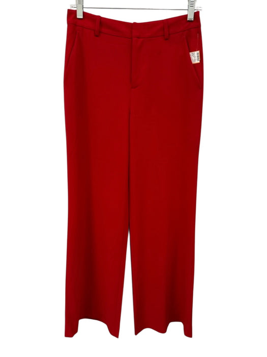 Alice + Olivia Size 0 Red Polyester Zip & Hook Closure Pockets Wide Leg Pants Red / 0