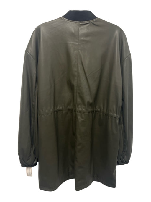 Bernardo Size S Dark Green PU Leather Zip Front Long Balloon Sleeve Jacket Dark Green / S