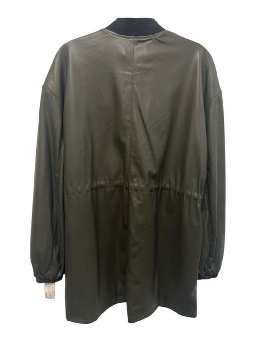 Bernardo Size S Dark Green PU Leather Zip Front Long Balloon Sleeve Jacket Dark Green / S