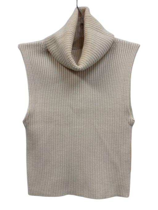 Alice + Olivia Size XS Ecru Wool Blend Turtle Neck Ribbed Sleeveless Top Ecru / XS