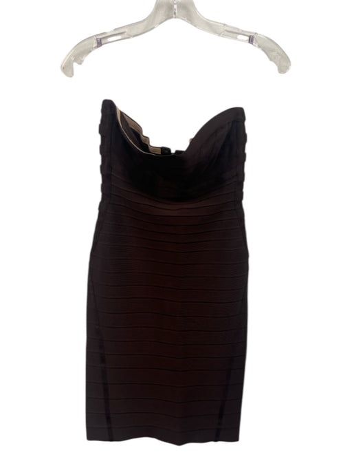 Herve Leger Size S Dark Brown Rayon Blend Bandage Sleeveless Mini Dress Dark Brown / S