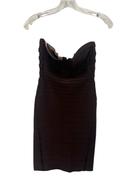 Herve Leger Size S Dark Brown Rayon Blend Bandage Sleeveless Mini Dress Dark Brown / S