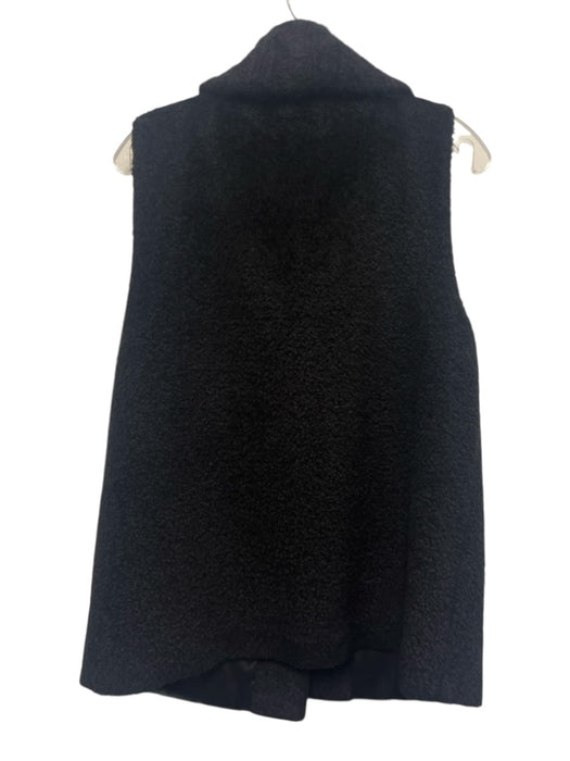 Eileen Fisher Size M Black Wool Blend Button Front Pockets high neck Coat Black / M