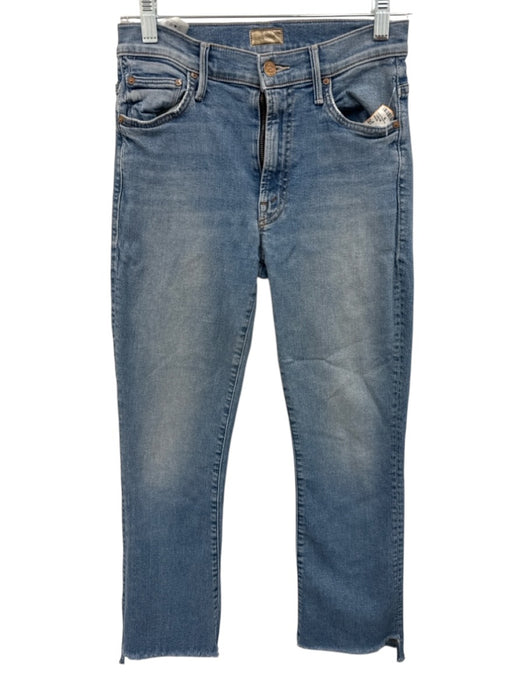 Mother Size 26 Blue Cotton Blend Zip & Button Distressed Hem High Rise Jeans Blue / 26