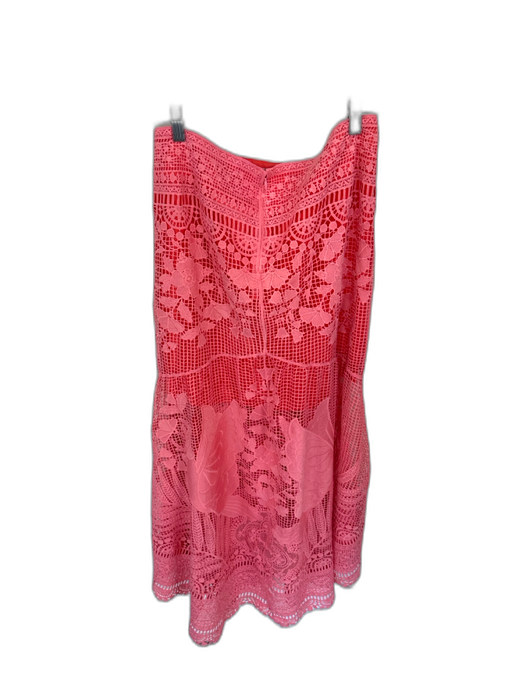 Farm Rio Size M Coral Pink Viscose Back Zip Embroidered Flowers Maxi Skirt Coral Pink / M