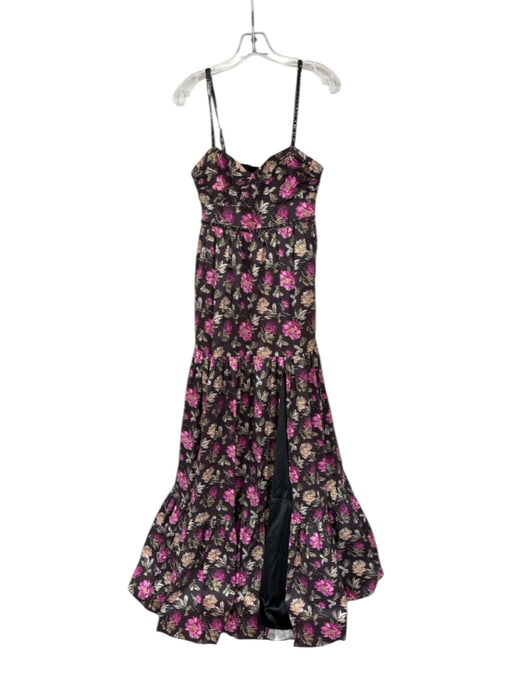 Likely Size 0 Brown & Purple Polyester Spaghetti Strap Flowers Gown Brown & Purple / 0