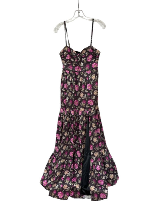 Likely Size 0 Brown & Purple Polyester Spaghetti Strap Flowers Gown Brown & Purple / 0