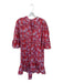 Perry Walker Size 4 Red & Purple Cotton Button Down Ruffle Detail Floral Dress Red & Purple / 4