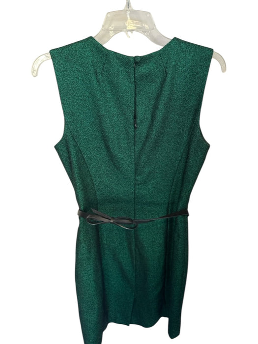 Milly Size 8 Green & Black Virgin Wool Blend Sleeveless Belted Back Zip Dress Green & Black / 8