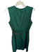 Milly Size 8 Green & Black Virgin Wool Blend Sleeveless Belted Back Zip Dress Green & Black / 8