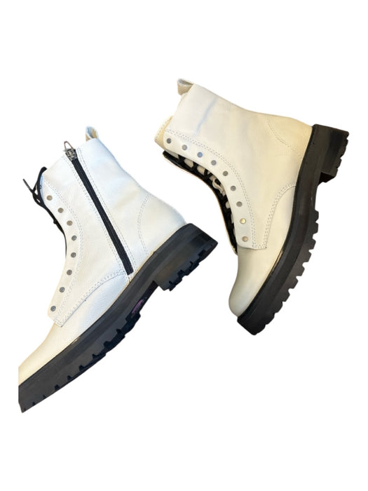 Dolce Vita Shoe Size 7.5 White & Black Leather Lace Up Combat Boots White & Black / 7.5