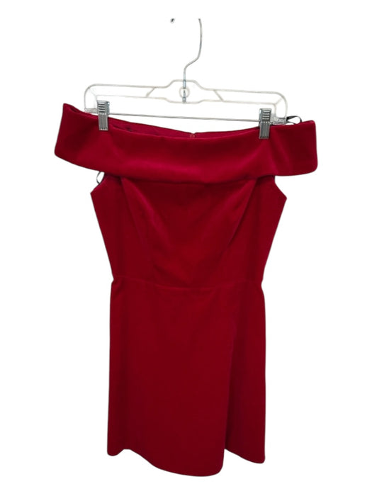 Karen Millen Size 6 Red Velvet Off Shoulder Back Zip Dress Red / 6